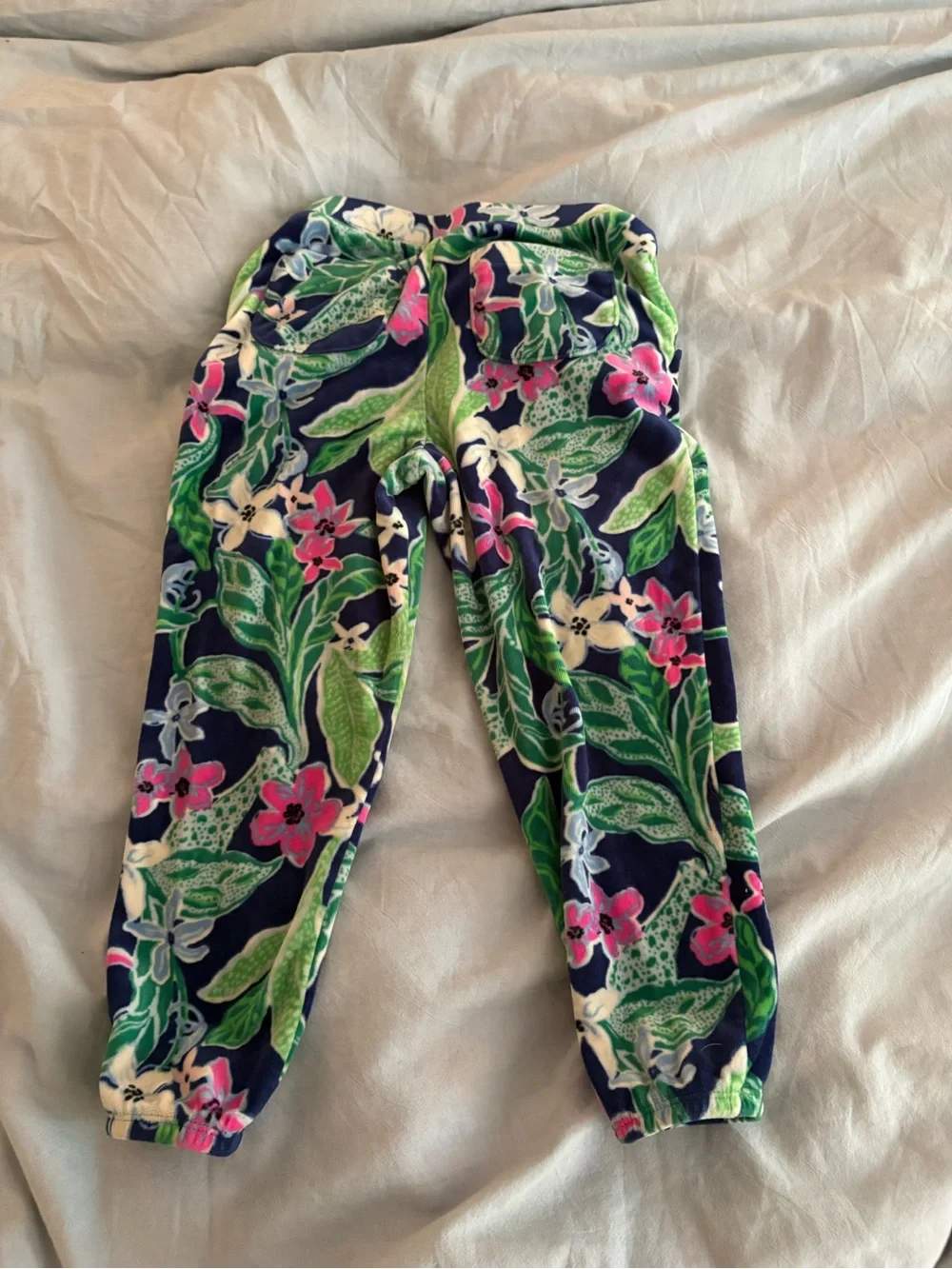 Lily Pulitzer Girls' Navy Floral Matching velour set (sweatshirt and pants)